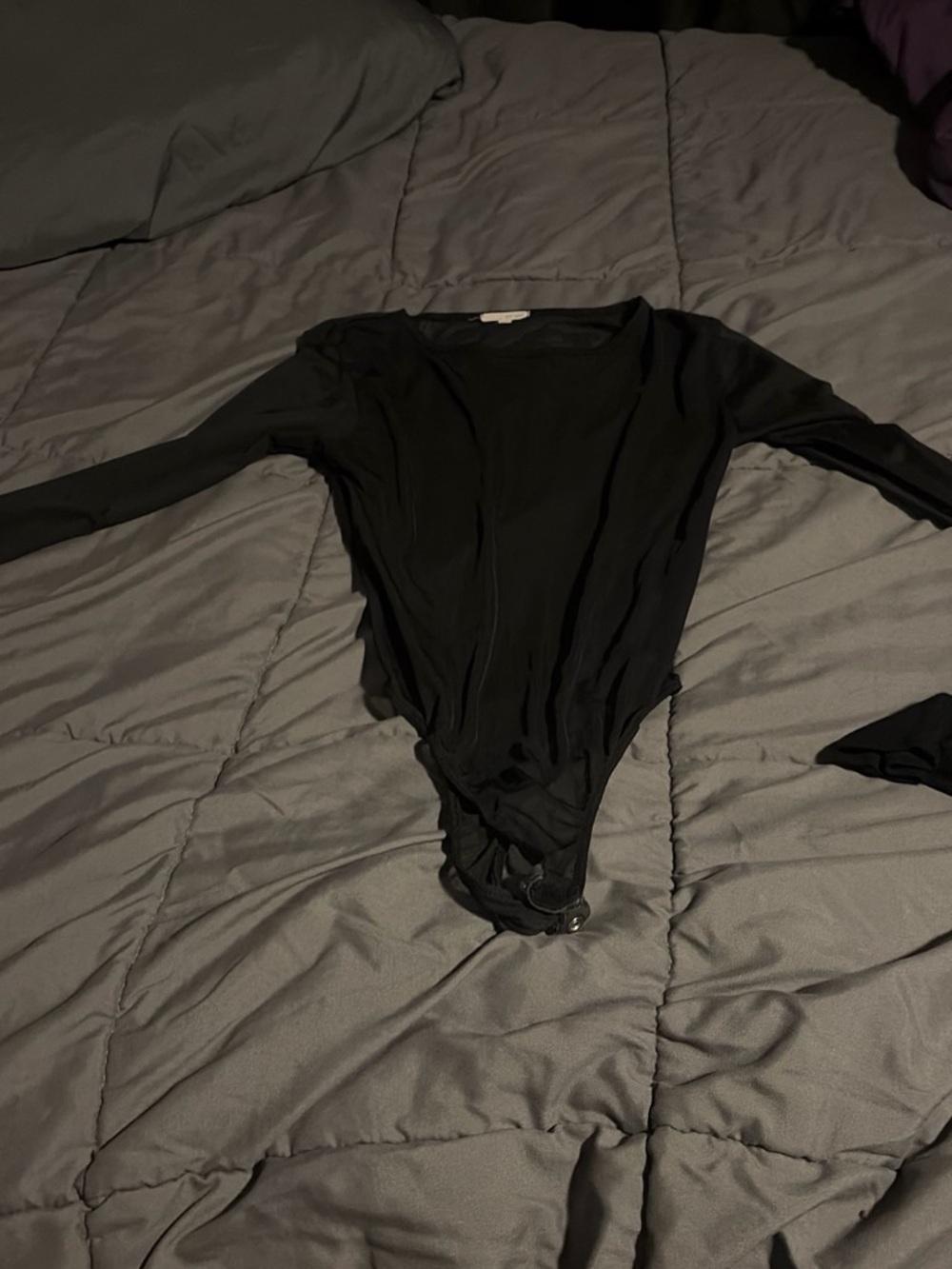 Black Long-Sleeve Bodysuit for Women
